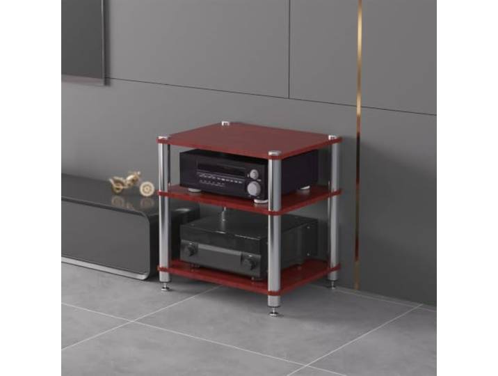ZSCNYHMT Audio Rack, Stereo-Schrank Mit Edelstahlrahmen Und Ablagen Mehrschichtige regale, verstärkeraufbewahrung, player-organisation, stabiles design, für audio innenräume(C,3-tier)
