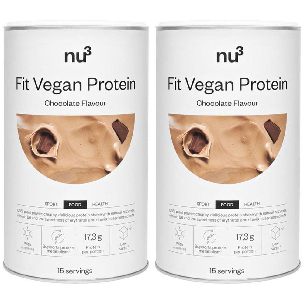 nu3 Fit Vegan Protein Chocolate 2x 2x450 g Pulver