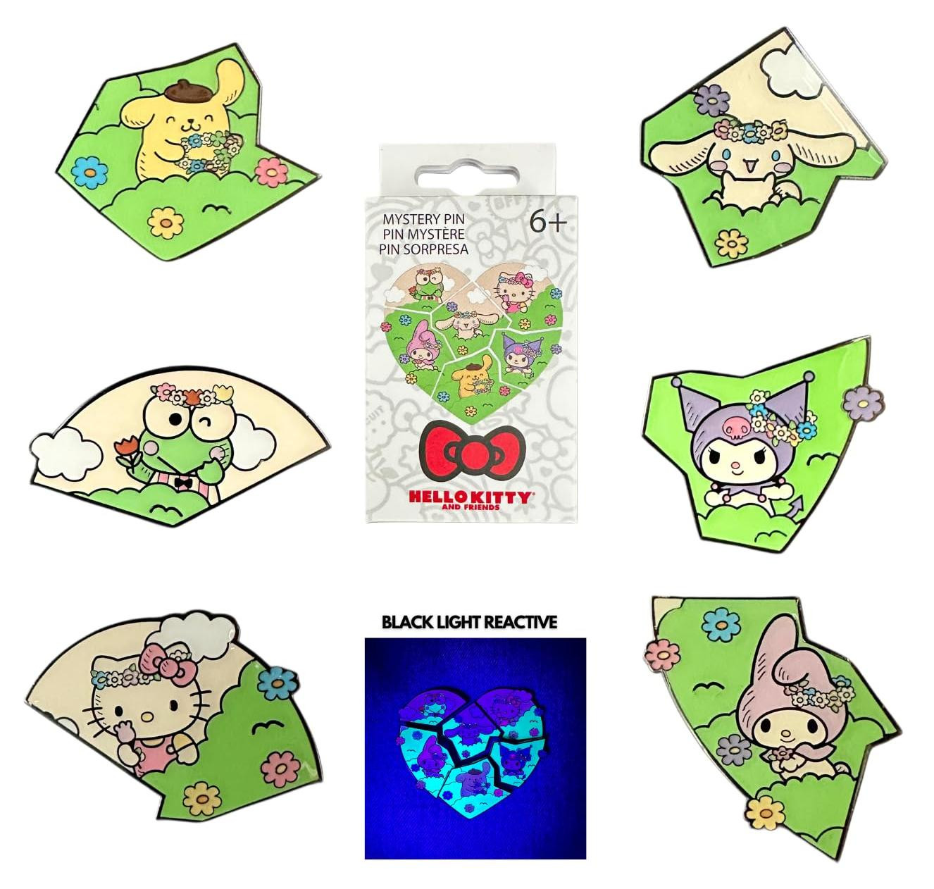 Funko Sanrio by Loungefly Hello Kitty & Friends Blind Box Brocheset met Bloemenkrans en Puzzeldisplay, 12 stuks