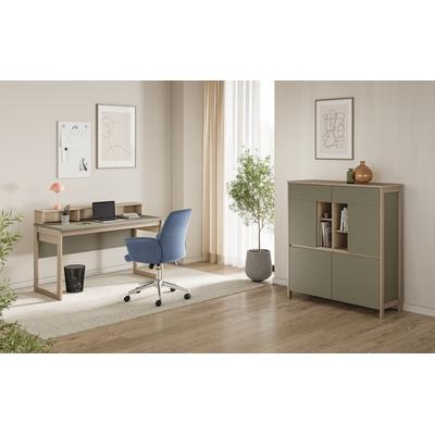 Büromöbel-Set HOME AFFAIRE "Stranda im Scandi-Style, Home Office, Büro in zwei Farben verfügbar", beige (eukalyptus skandi eiche), Holzwerkstoff, Arbeitsmöbel-Sets, Büromöbel-Set, enthält Schreibtisch, Highboard