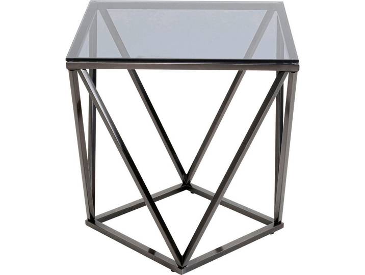 Kare-Design Beistelltisch Cristallo, Schwarz, Metall, Glas, Gittergestell, eckig, 50x55x50 cm, Wohnzimmer, Wohnzimmertische, Beistelltische, Beistelltische Metall