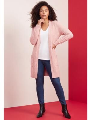 Plus Size Women's Eyelash Cardigan by Roaman's in Pale Lavender (Size L)