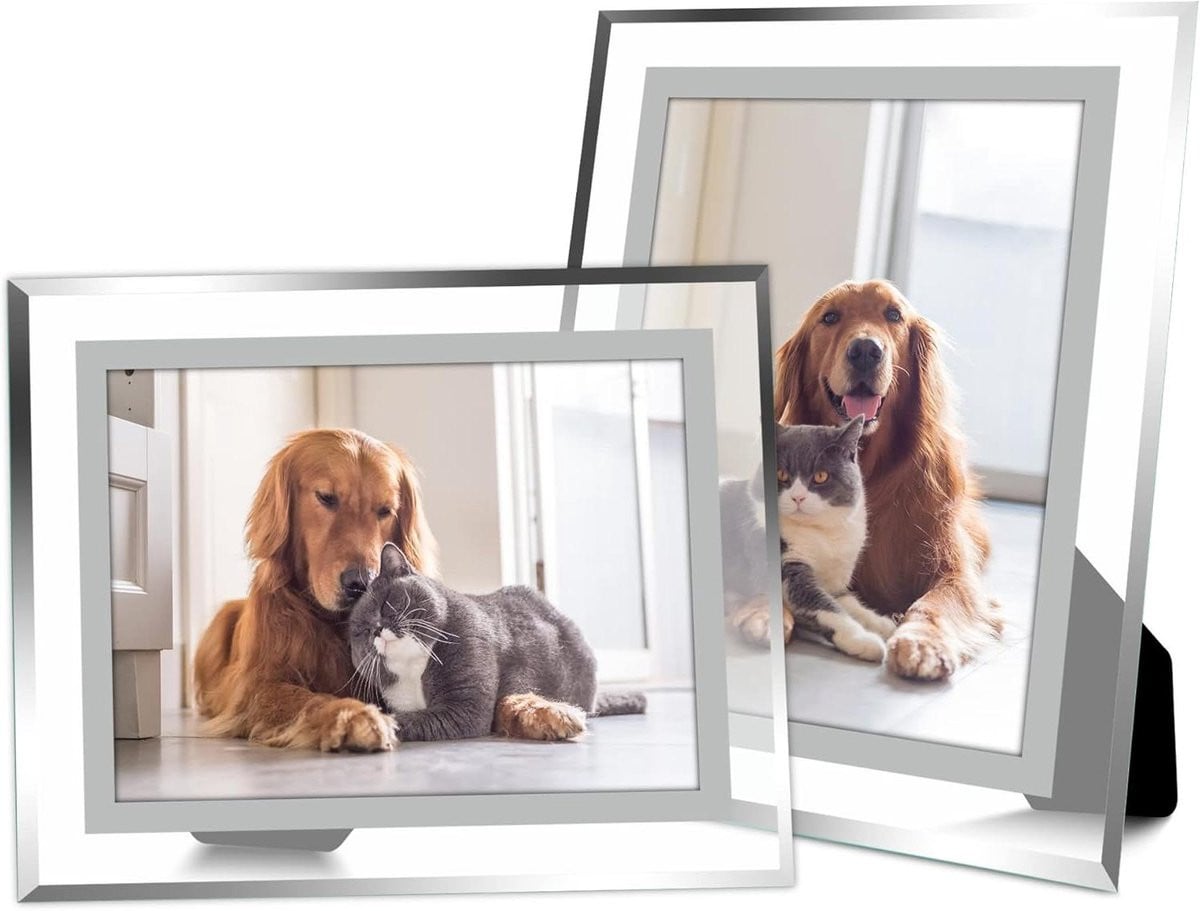 Zilveren fotolijst set van echt glas voor foto's van 5x7 inch