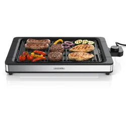 Arendo Tischgrill, Edelstahl Elektrogrill, bis 250 Grad, elektrisch, Antihaftbeschichtung, schwarz