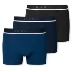 Schiesser 3P Woven Boxer Brief 3XL- 4XL Schwarz/Blau Baumwolle 4XL Herren