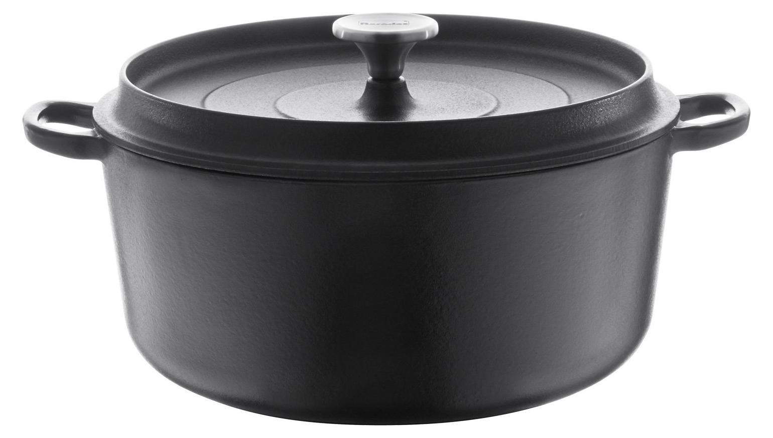Gusseiserne Bratpfanne, 28 cm, 7,2 l, induktionsgeeignet, schwarz
