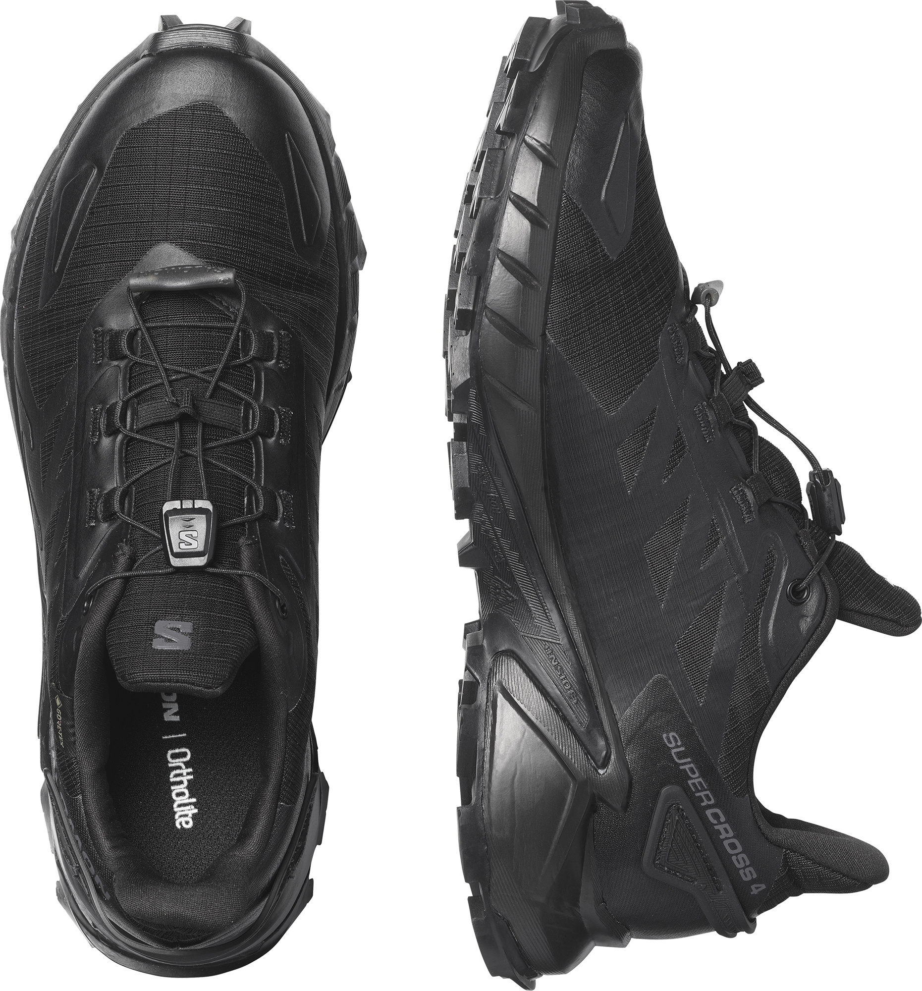 Trailrunningschuh SALOMON "SUPERCROSS 4 GORE-TEX W", Damen, Gr. 42,5, schwarz, Synthetik, Textil, Schuhe Trailrunningschuh, wasserdicht, Trailrunningschuhe schwarz 42,5