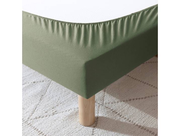 Cache-sommier Coton Jersey Kaki 80x190