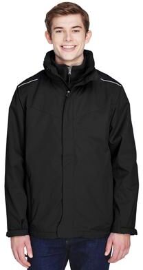 CORE365 88205 Men's Region 3-in-1 Jacket with Fleece Liner in Black size 3XL   Polyester