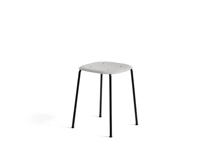 HAY Soft Edge 70 Hocker Soft grey, schwarzes Stahlgestell