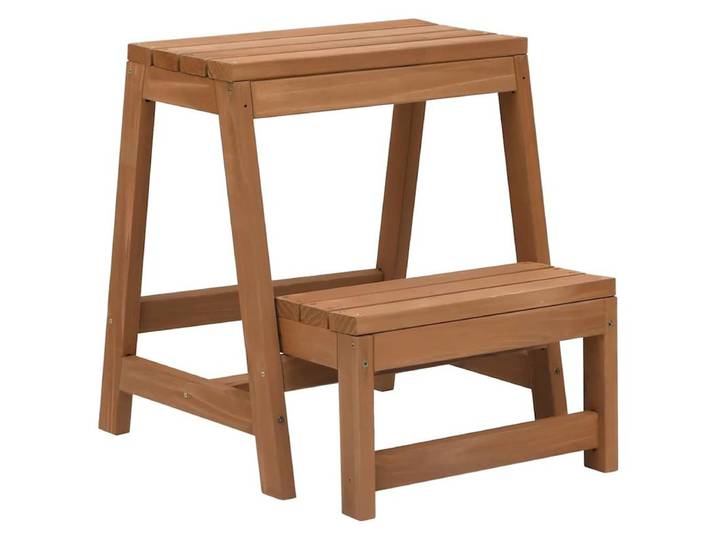 Tabouret pliable avec marchepied, en bois de sapin massif