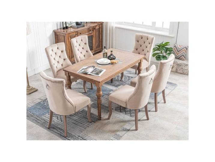 Lot de 6 Chaise de Salle à Manger-Fauteuils Chaises - Velours – Pieds en Bois –Style Scandinave – Salle à Manger salon