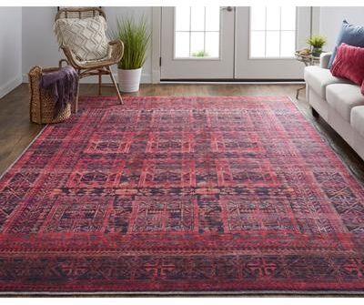 Grand Bazaar Welch Oriental Pink/Blue Area Rug
