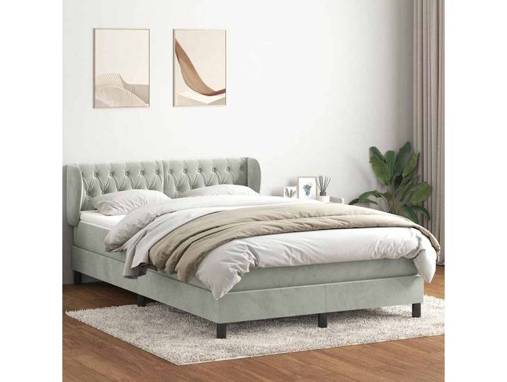 vidaXL Boxspringbett, Boxspringbett mit Matratze Hellgrau 160x210 cm Samt