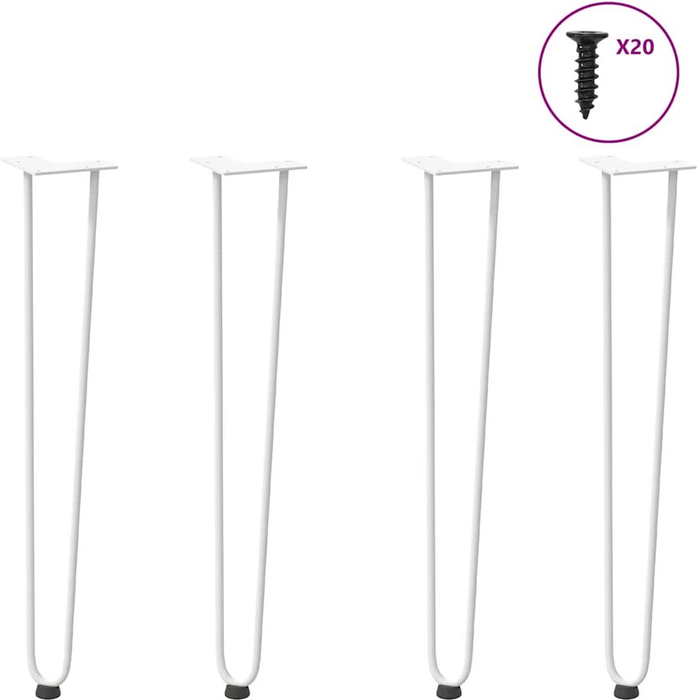 vidaXL Pieds en épingle à cheveux pour consoles, lot de 4, blanc, 72cm