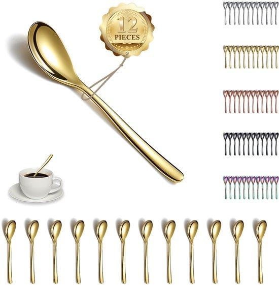 Benza Ibenzoa Gouden roestvrijstalen lepels - Set van 12 - 14 cm