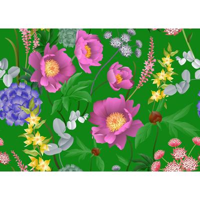 Fototapete PAPERMOON "BLUMEN ABSTRAKT-MUSTER DESIGN ROSEN BLUMEN DECOR RETRO", bunt, B:4m L:2,6m, Vlies, Tapeten