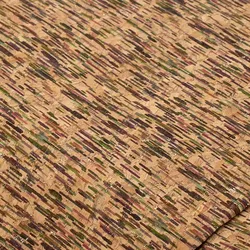 Korkstoff "Striche" mit Glitzer, natur/grün/lila