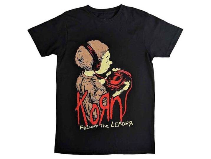 Korn T Shirt Follow The Leader Band Logo nieuw Officieel Unisex Zwart S