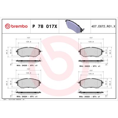 BREMBO Bremsbelagsatz, Scheibenbremse XTRA LINE p78017x für Subaru