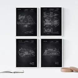 POSTER Set mit 4 Schwarz LKWPatent A4 Schwarzer Rahmen