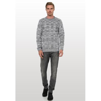 Strickpullover RUSTY NEAL, Herren, Gr. XXL, weiß, 70% Polyacryl, 30% Baumwolle, unifarben, normal, Rundhals, Pullover Strickpullover, mit dezenter Musterung und Strick-Design