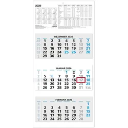 ZETTLER Dreimonatskalender 953 33,5x71cm blau 2026