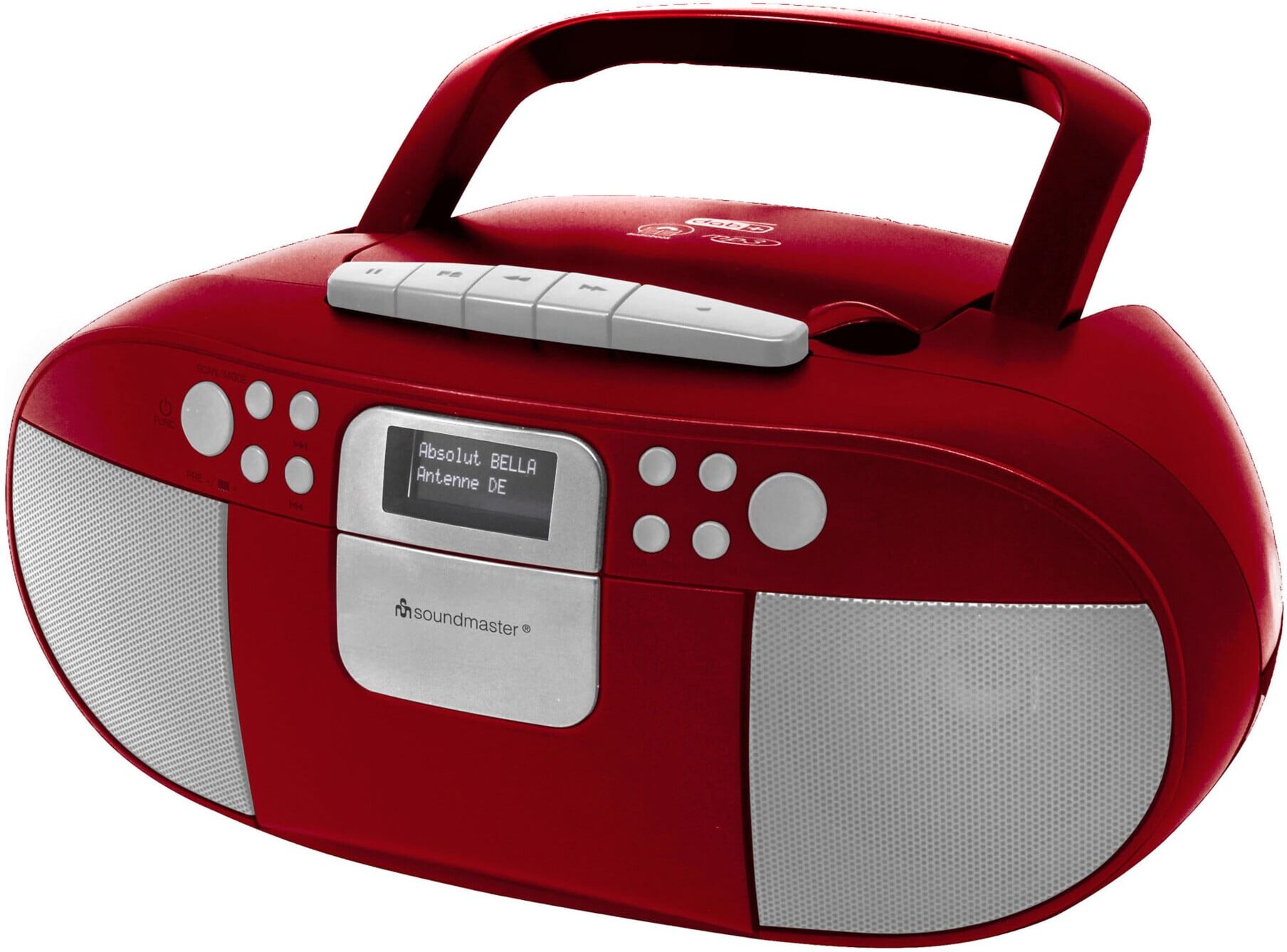 Soundmaster DAB+ Boombox SCD7800RO rot CD MP3 USB Kassette)