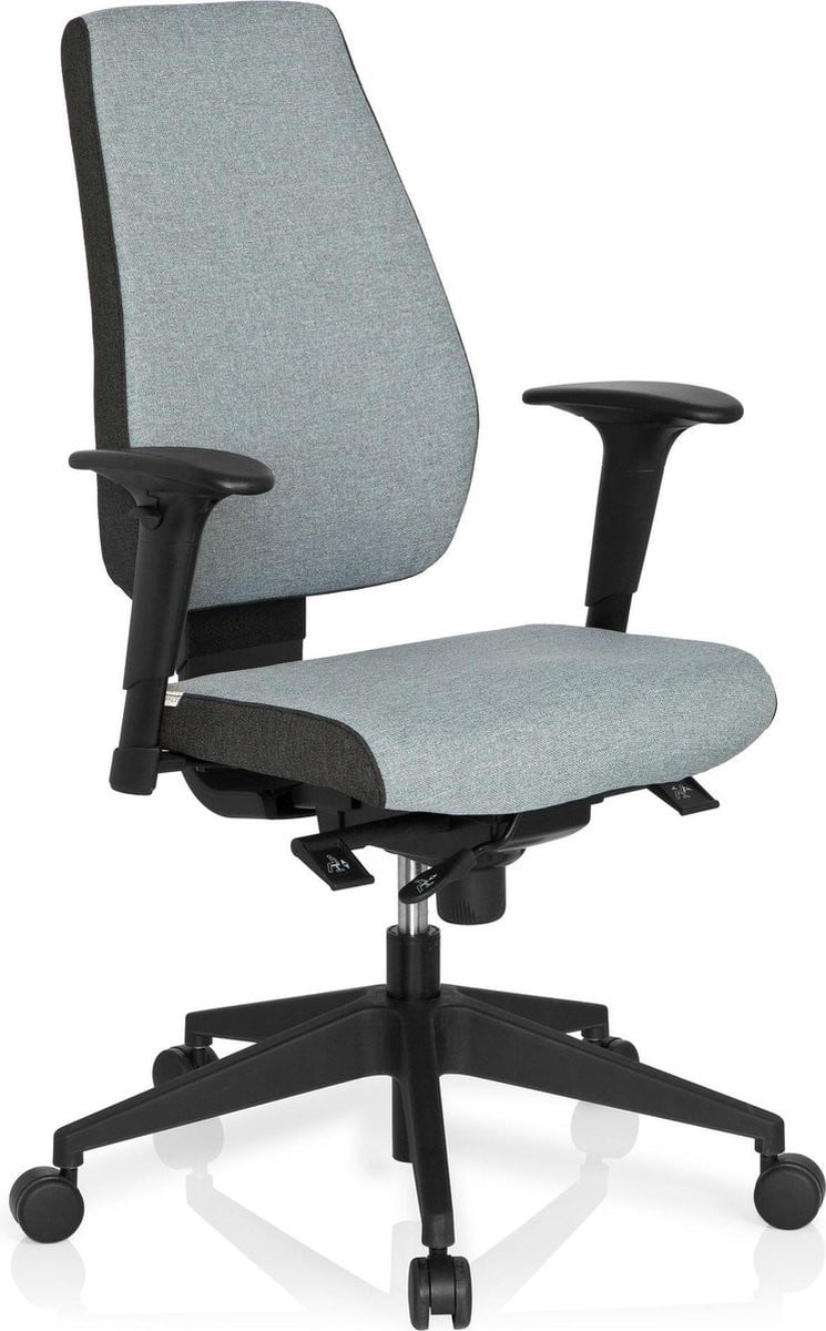Hjh Office Pro-Tec 500 Bureaustoel met armleuningen - Lichtgrijs / grijs - Stof