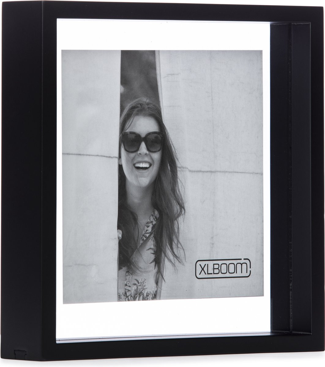 XLBoom Floating Box Fotolijst Zwart 25x25cm - Zwevend houten frame met glas