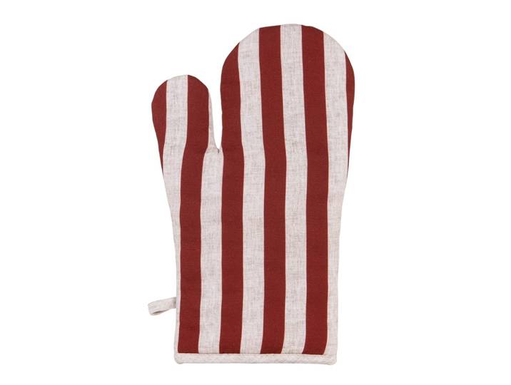 Topflappen-Handschuh aus Baumwolle, beige und bordeauxrot 19x33cm