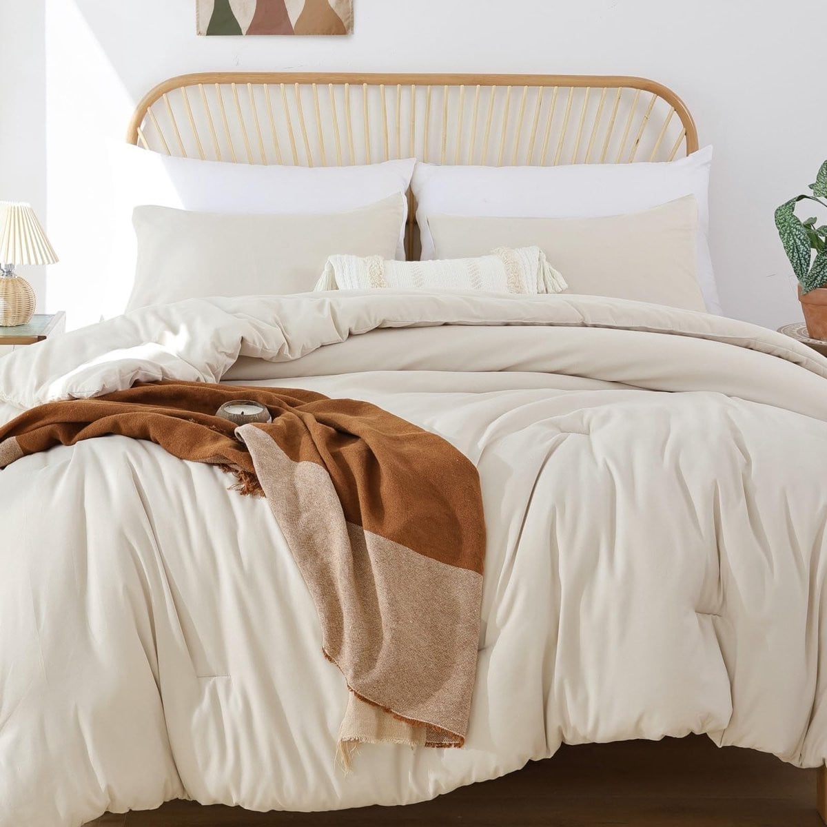 Merkloos Boho Design King Size Dekbedovertrek Set, 3-delig, Beige