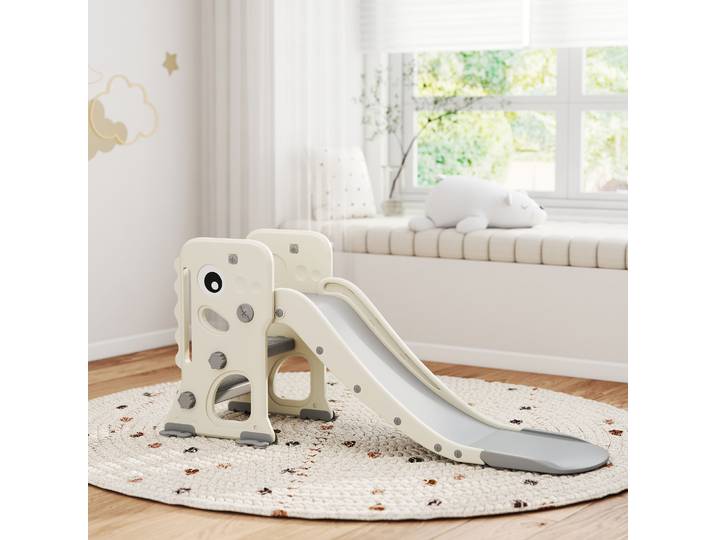AIYAPLAY Toboggan Dinosaure Enfants 2-5 Ans Intérieur Crème