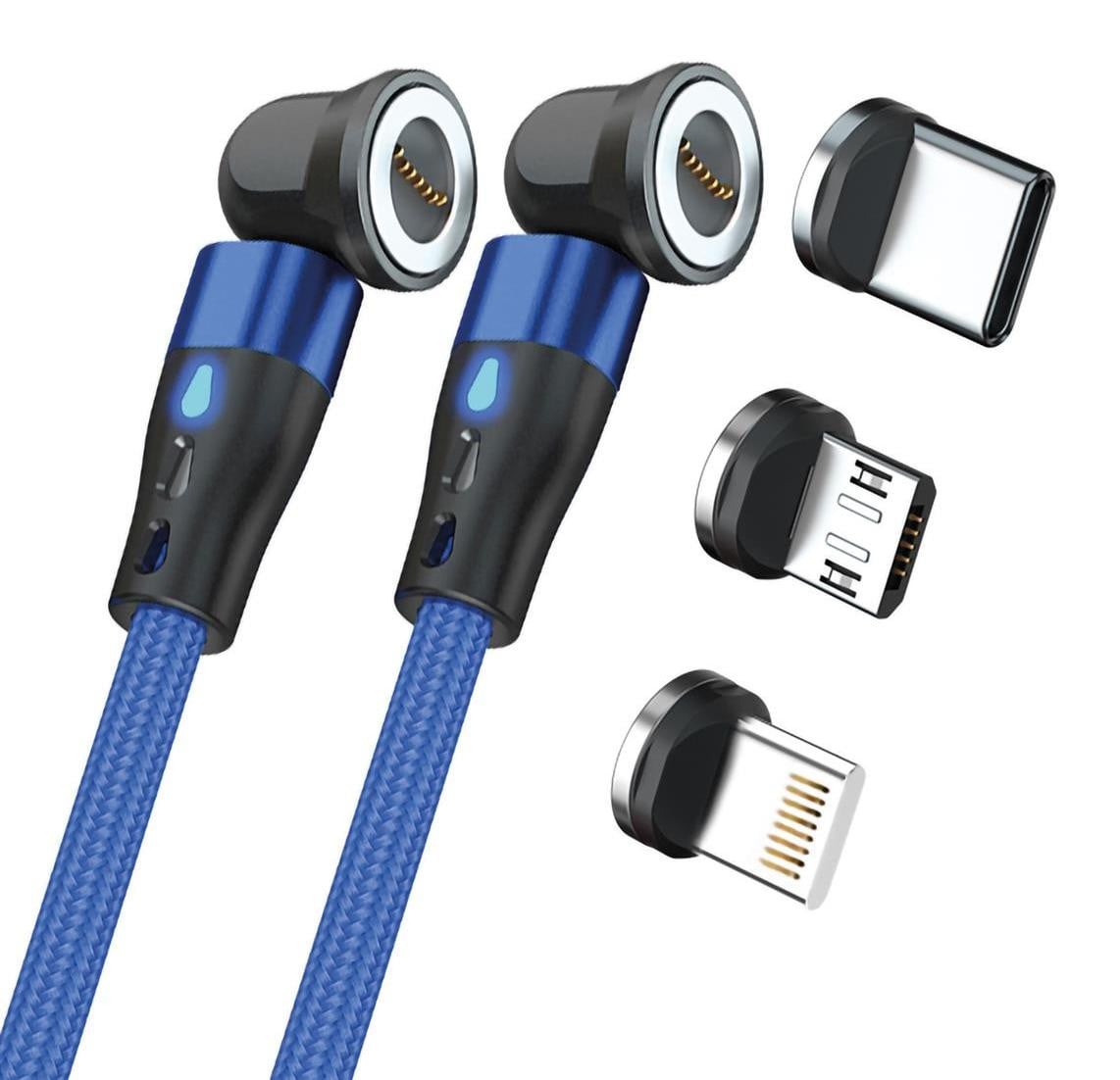 RealPower Magnetische kabel blauw met adapters, 1 m
