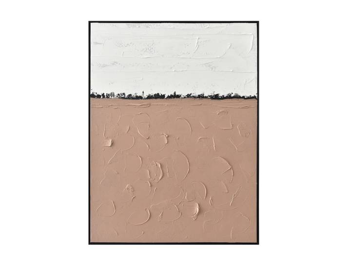 Monee Ölgemälde, Braun, Weiss, Holz, Textil, Tanne, vollmassiv, rechteckig, 90x120 cm, handgemalt, einfache und schnelle Anbringung, gerahmt, Bilder & Rahmen, Bilder, Ölbilder
