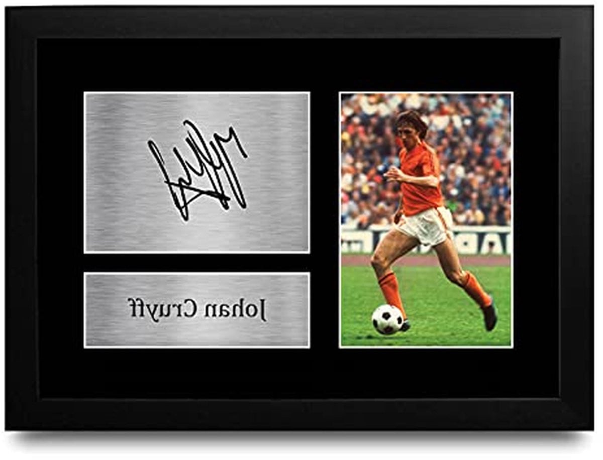 Johan Cruyff Foto Display - Gesigneerde Voetbal Poster Wanddecoratie
