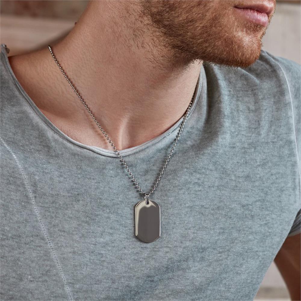 Unique Edelstahl Dog Tag Anhänger inkl. Kette silber