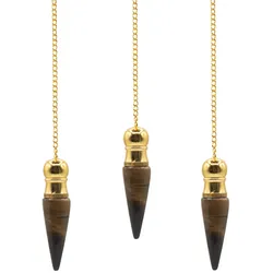 Secret Cavity Discovery of Truth Pendulum - Tiger Eye - Gold Plated