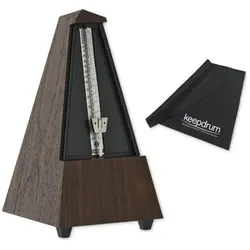 Wittner Metronom 855131 mechanisch Nussbaum-Maserung mit Glocke mit Tuch (Metronom), Zubehör Instrumente, Braun