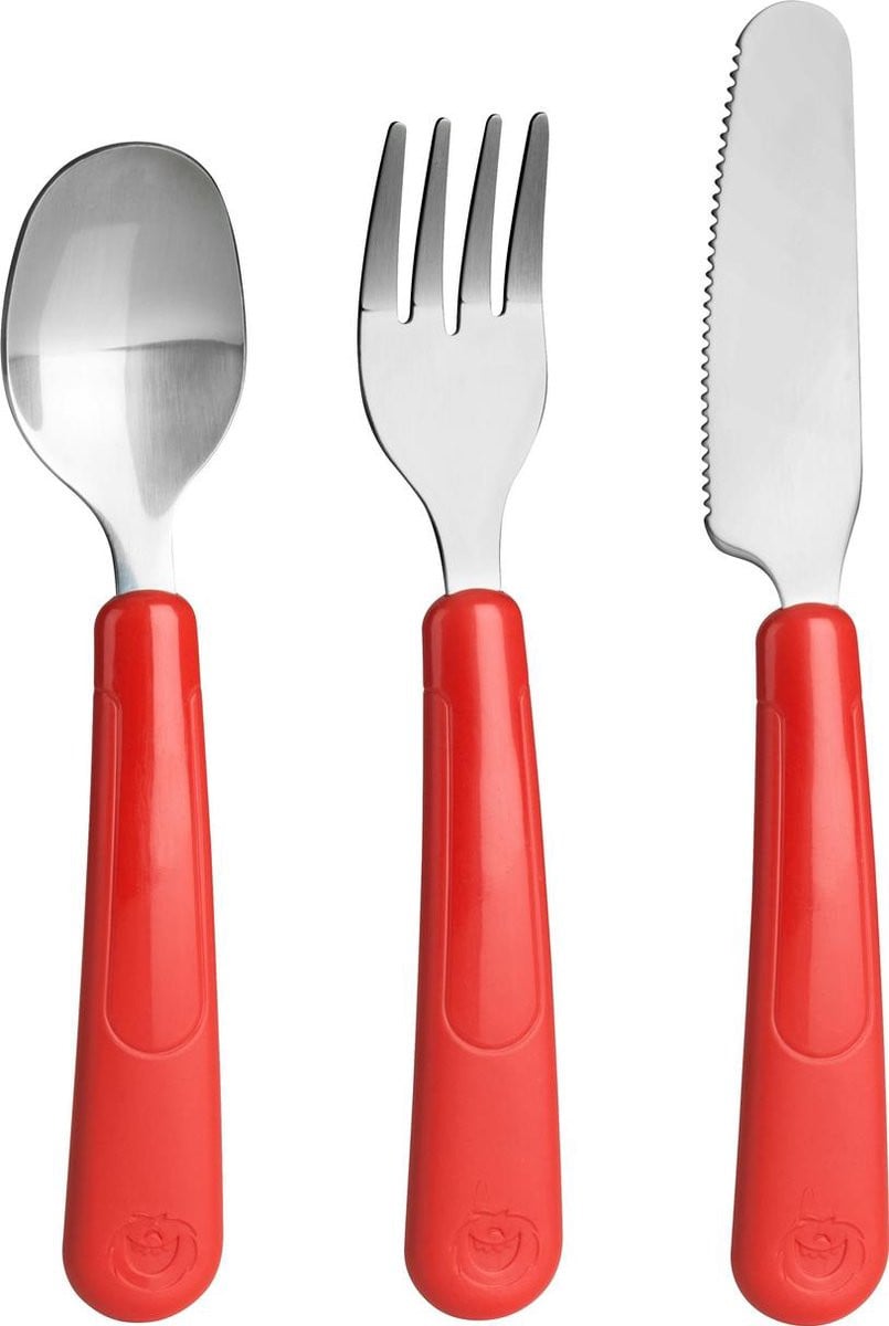 Trudeau Bestekset van 3 stuks, Rood/Zilver