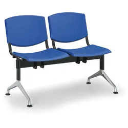 Kunststoff-Wartezimmerbank, Traversenbank SMILE, 2-sitzig, blau