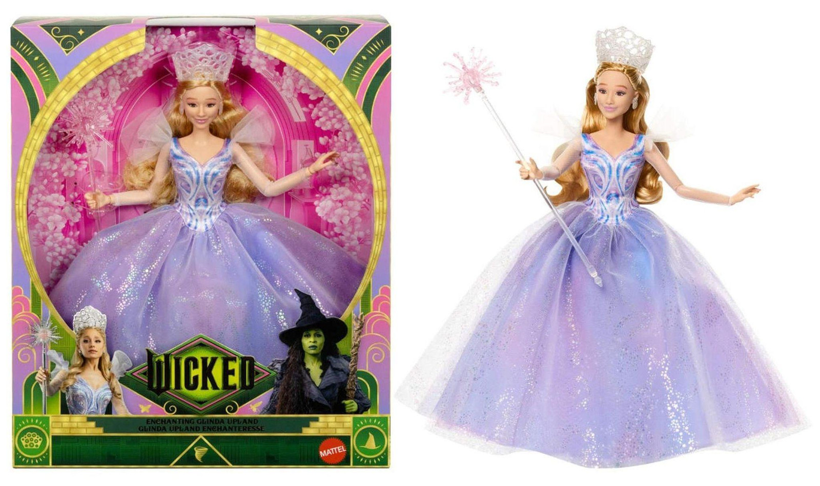 Mattel Wicked Deel 2 Glinda pop met organzakleding en 3 accessoires