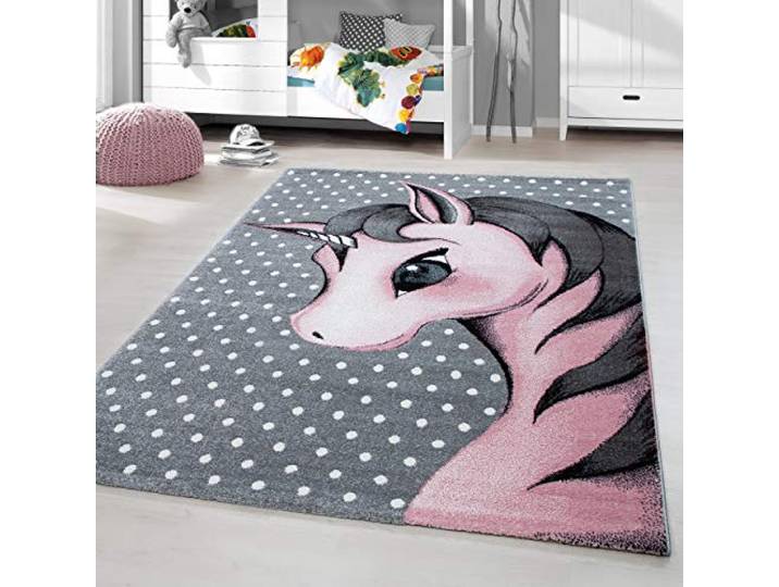 HomebyHome Kinderteppich Einhornwelt Rosa 200x290 cm XXL Spielteppich Weiche Oberfläche & Märchenhaftes Motiv