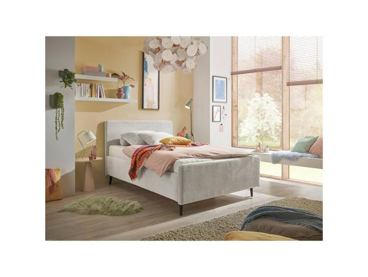 Mid.you Polsterbett, Creme, Holz, 120x200 cm, gepolstertes Kopfteil, Schlafzimmer, Betten, Polsterbetten
