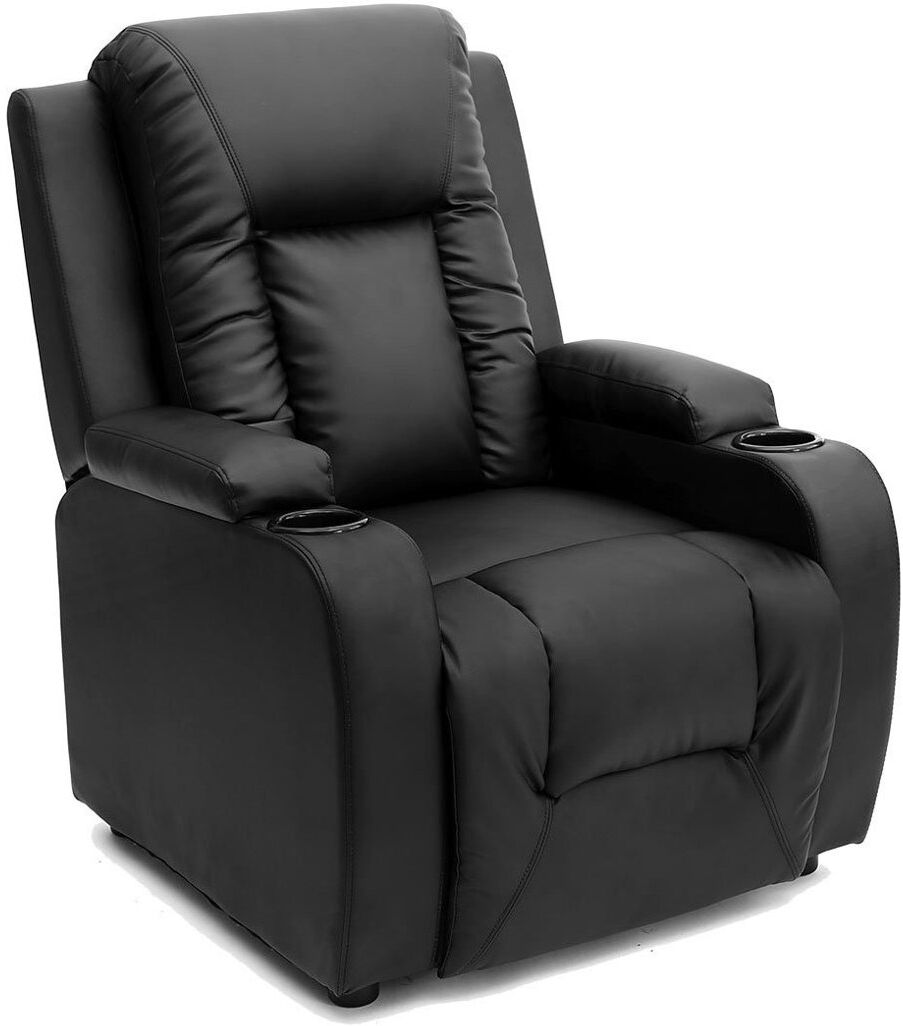 Latitude Run Adells Bonded Leather Manual Recliner Black 104cm H X 82cm W X 88cm D