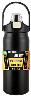 Inspired Living 304 Stainless Steel Vacuum Insulated Tumbler With Straw Large Capacity Thermos Bottle black 1000ml
