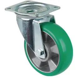 BS Rollen, Möbelrollen, Lenkrolle D.160mm Trgf.600kg Lenkrollen PU Platte L138xB109mm Farbe Rl.grün