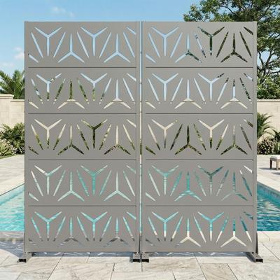 Lirago 2Pcs Outdoor Freestanding Metal Privacy Screen Decorative Partition Panel for Patio Garden Balcony