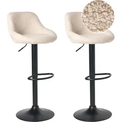 BARHOCKER 2er-Set Bouclé drehbar Hellbeige Medulin