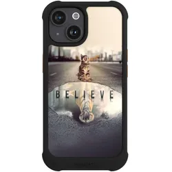 Nivocase Hülle für Apple iPhone 15 Stossfeste Handyhülle NIVOmax Case Schwarz Motivation Tiere Tiger (Apple iPhone 15), Smartphone Hülle, Schwarz